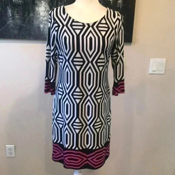 Psychedelic Sheath Dress by INC International Concepts in Black, White & Pink-PM - Picture 1 of 10